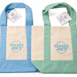 Trader Joe's Mini Tote Bag Set - Blue and Green